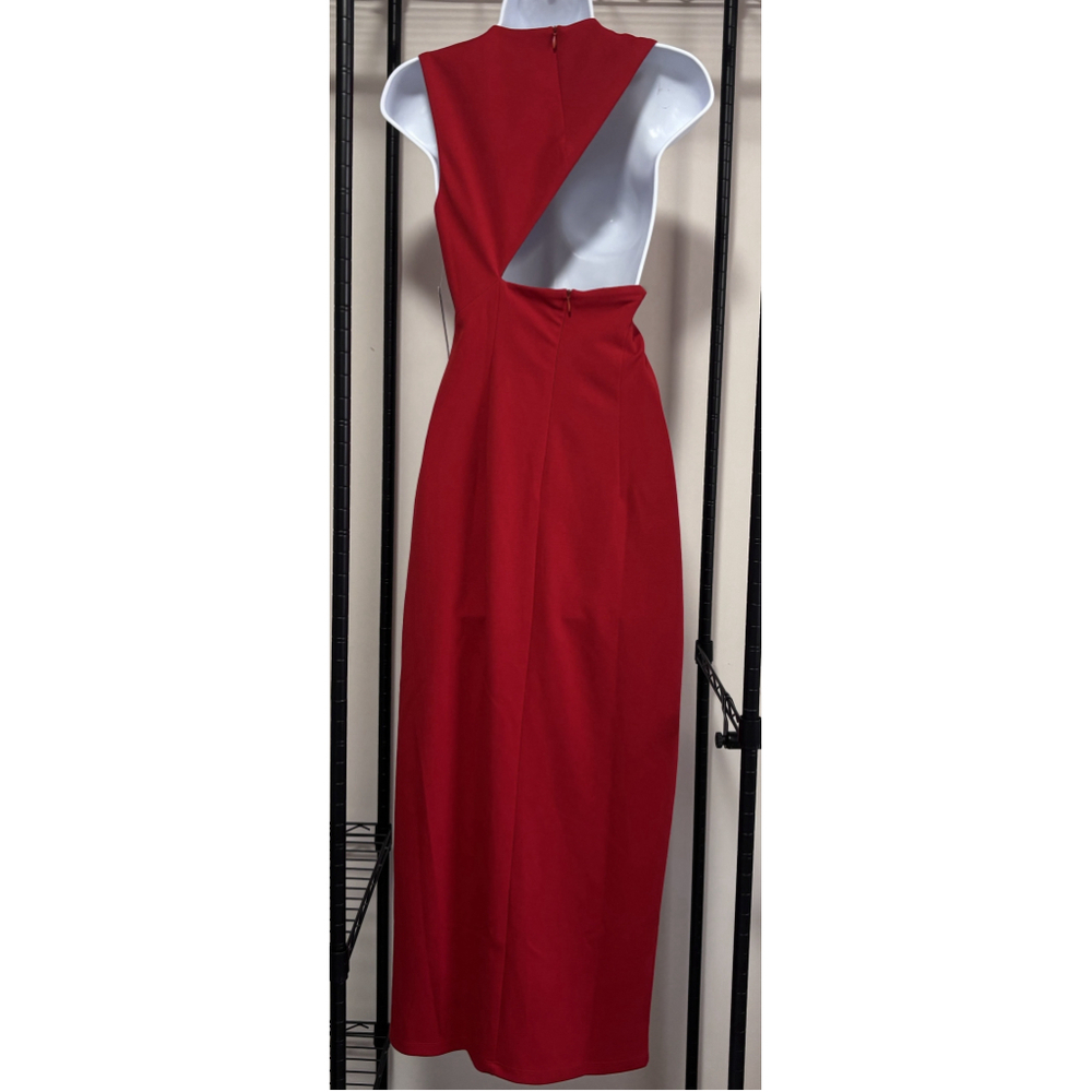 Donna Morgan Red Sleeveless Cutout Midi Dress NWT Size 10 - Picture 5 of 6